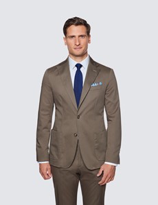Men’s Khaki Italian Cotton Slim Fit Suit Jacket - 1913 Collection