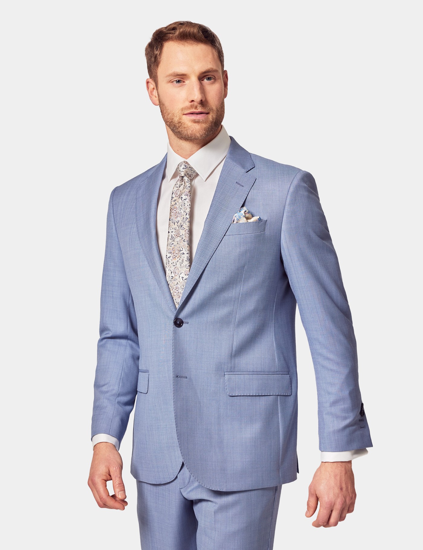 & Tailored Fit Light Blue Sharkskin 1913 Suit One