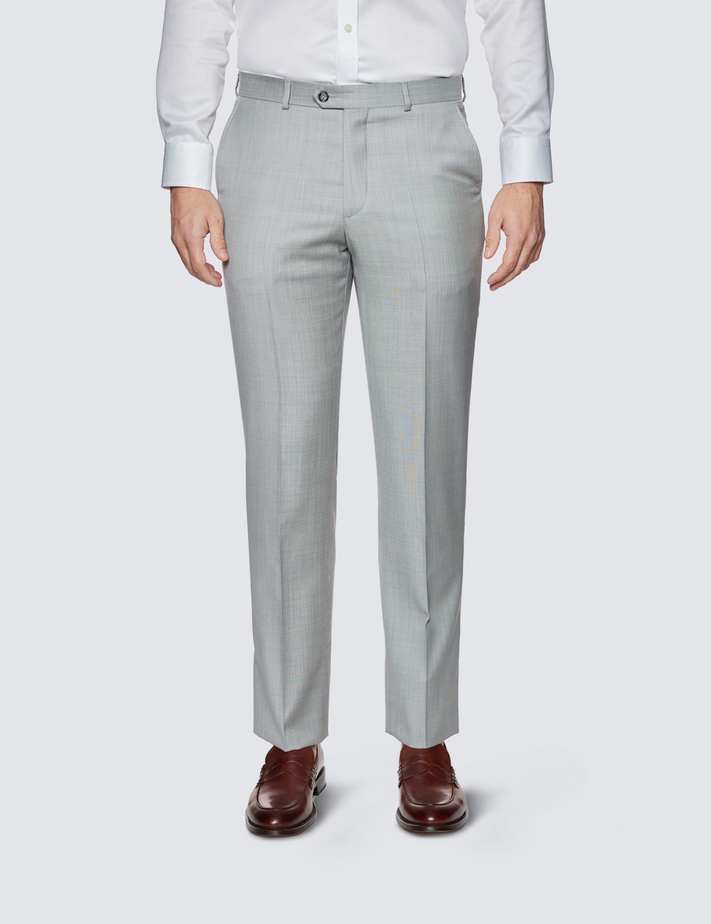 100% Wool Men’s Light Grey Tailored Fit Sharkskin 2 Piece Italian Suit ...