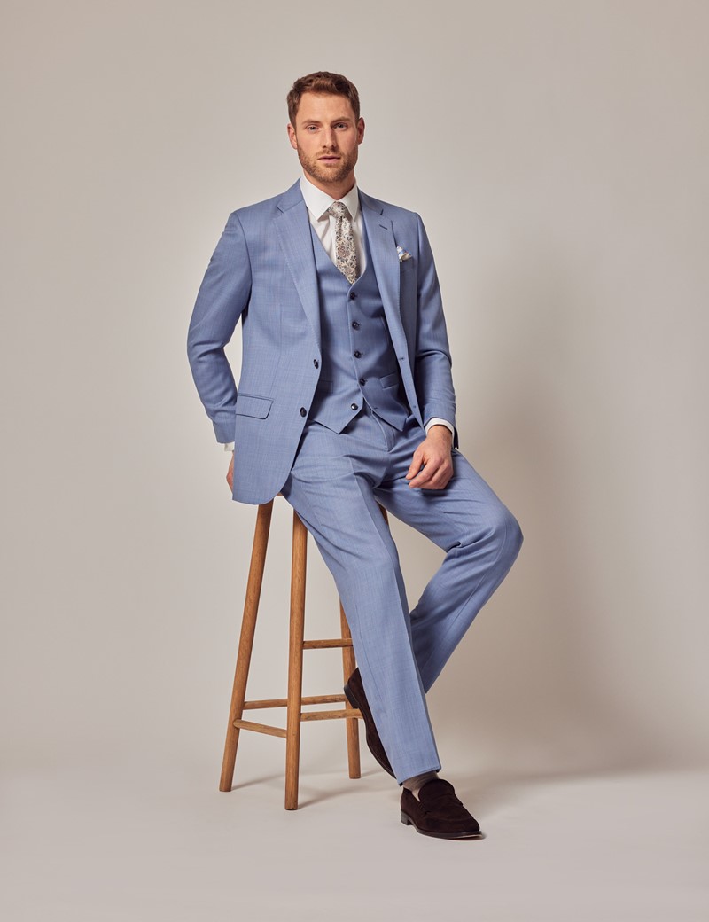 Men's Natural Herringbone 3 Piece Linen Tailored Fit Italian Suit - 1913  Collection | Hawes and Curtis