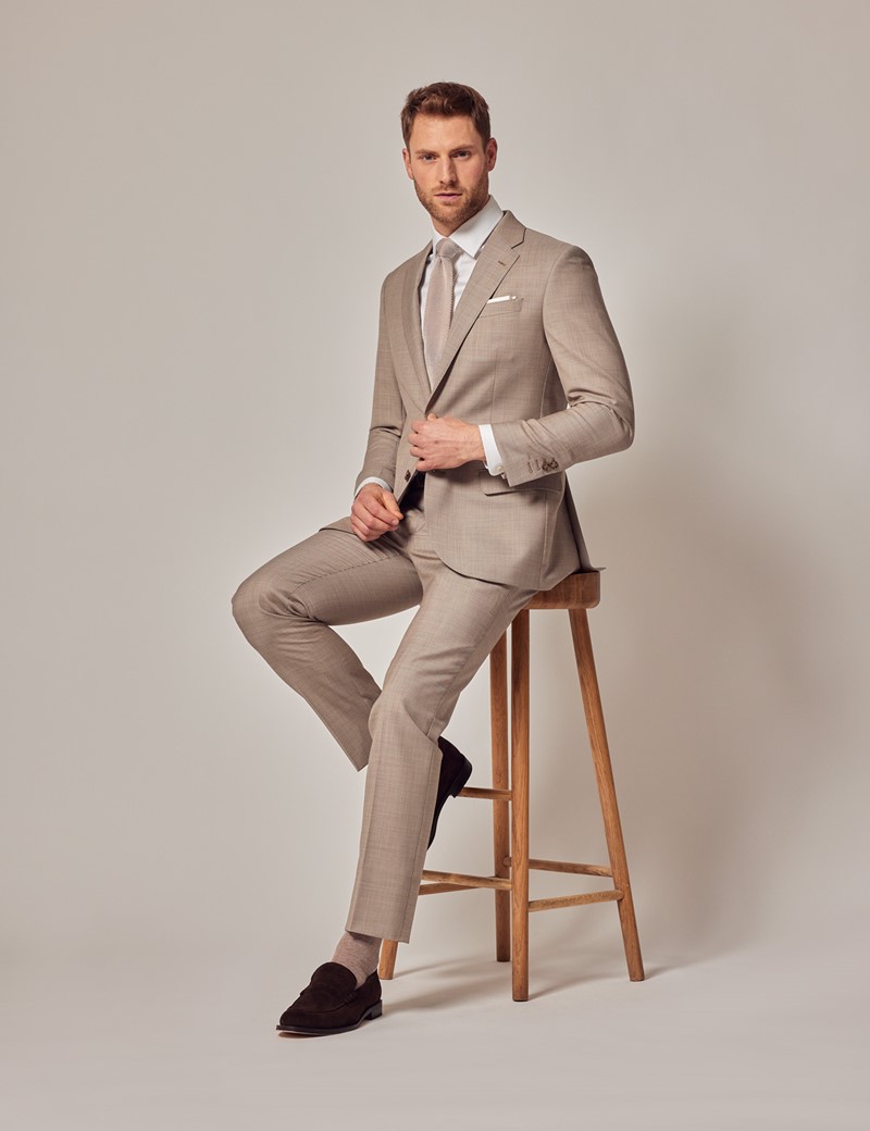 Beige Suits Mens Formal Business Dress Wedding Casual Stretch Slim Button  Pocket Classic Fit Blazer - Walmart.com