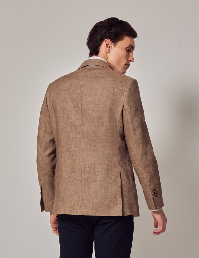 Men's Brown Linen Tailored Suit Pants