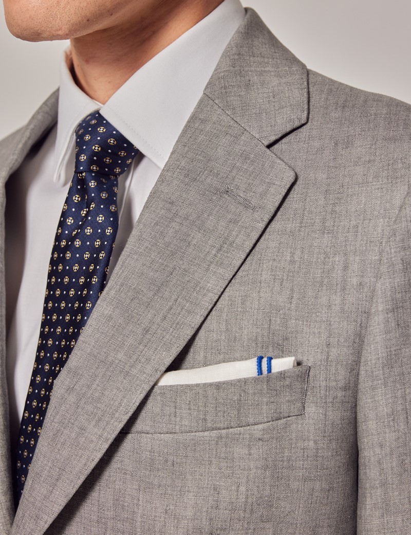 Grey Linen Tailored Suit Jacket Hawes and Curtis