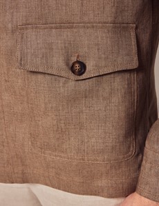 Men's Brown Linen Safari Shirt Jacket - 1913 Collection