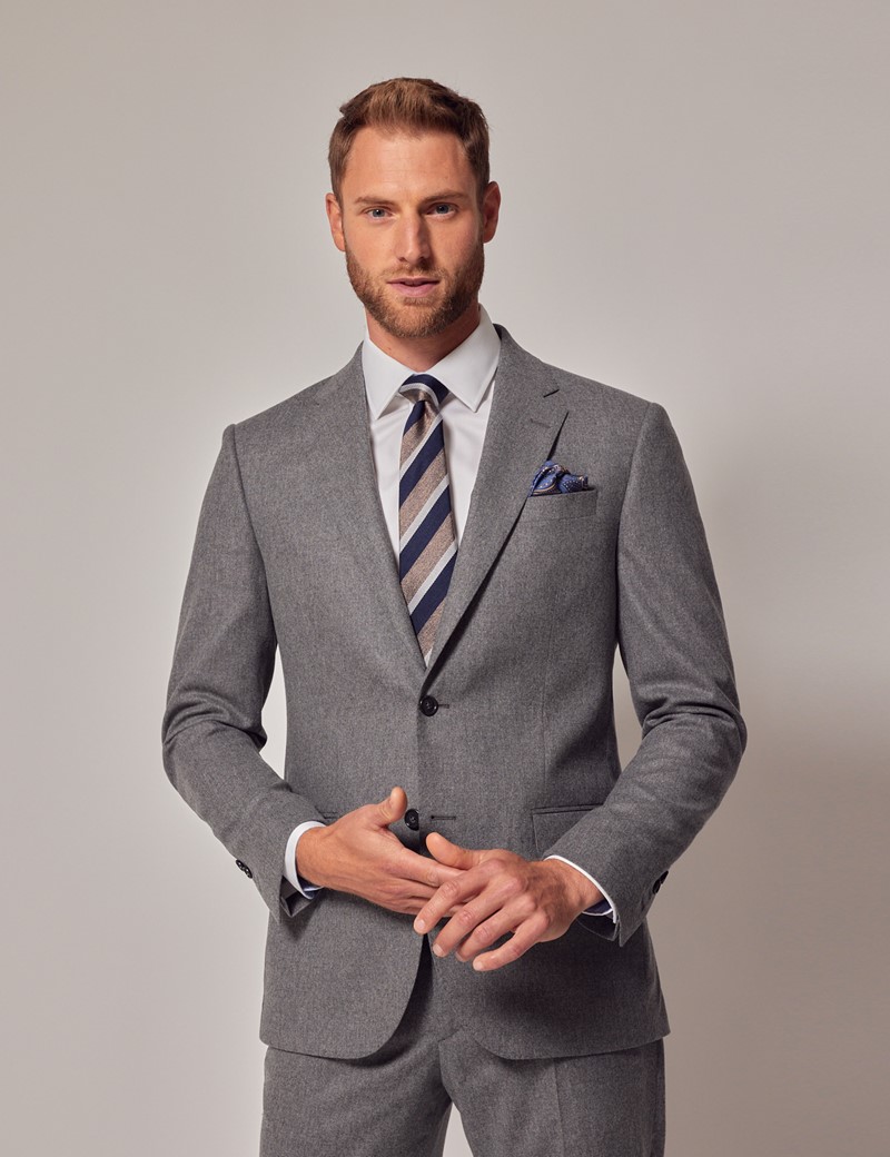 Men's Grey Tailored Flannel Suit Jacket - 1913 Collection | Hawes & Curtis