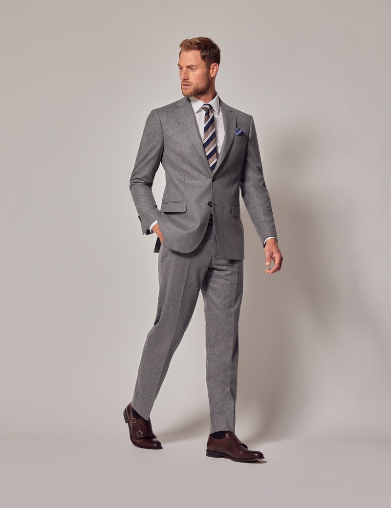 Men's Grey Tailored Flannel Suit Jacket - 1913 Collection | Hawes & Curtis