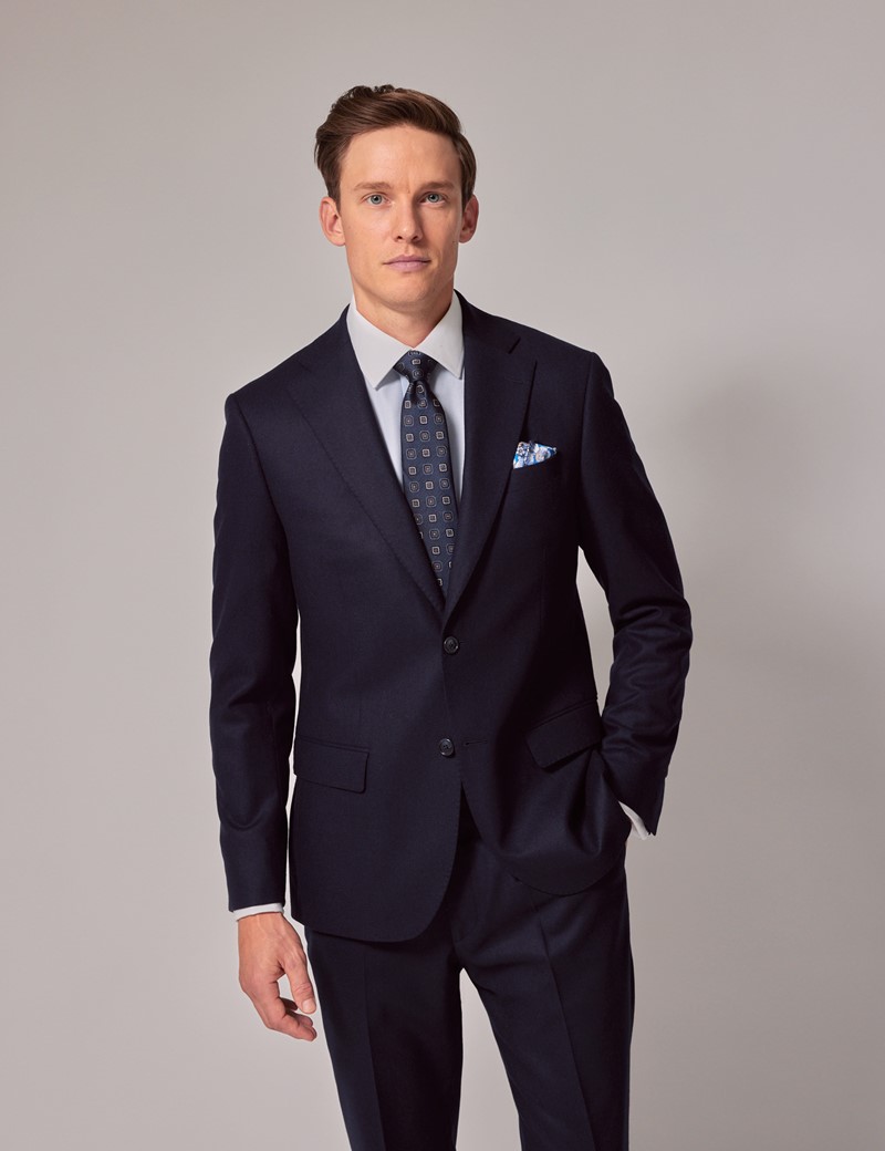 Men's Navy Tailored Flannel Suit Jacket - 1913 Collection | Hawes & Curtis