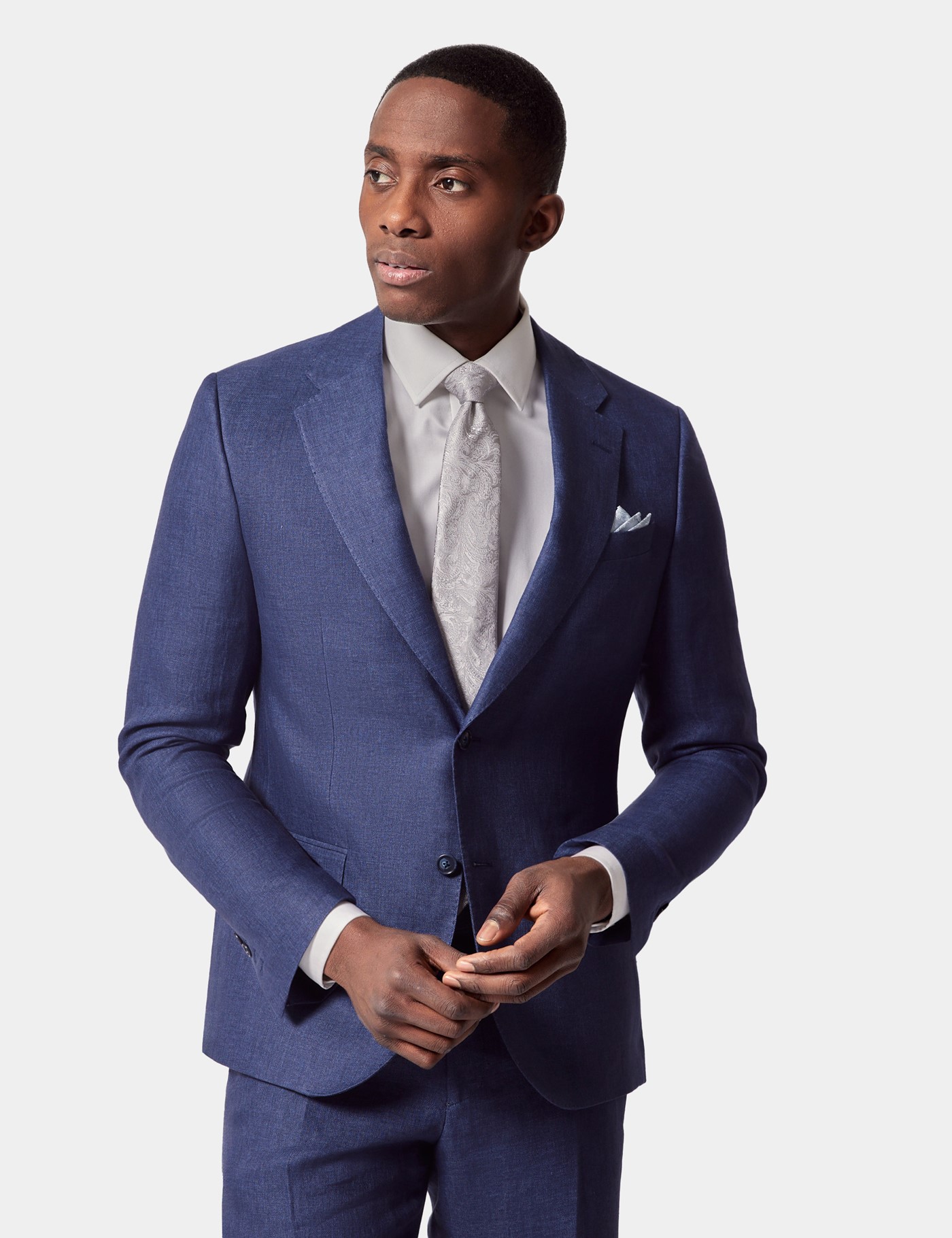 & Tailored Fit Royal Blue Semi Plain 1913 Suit One