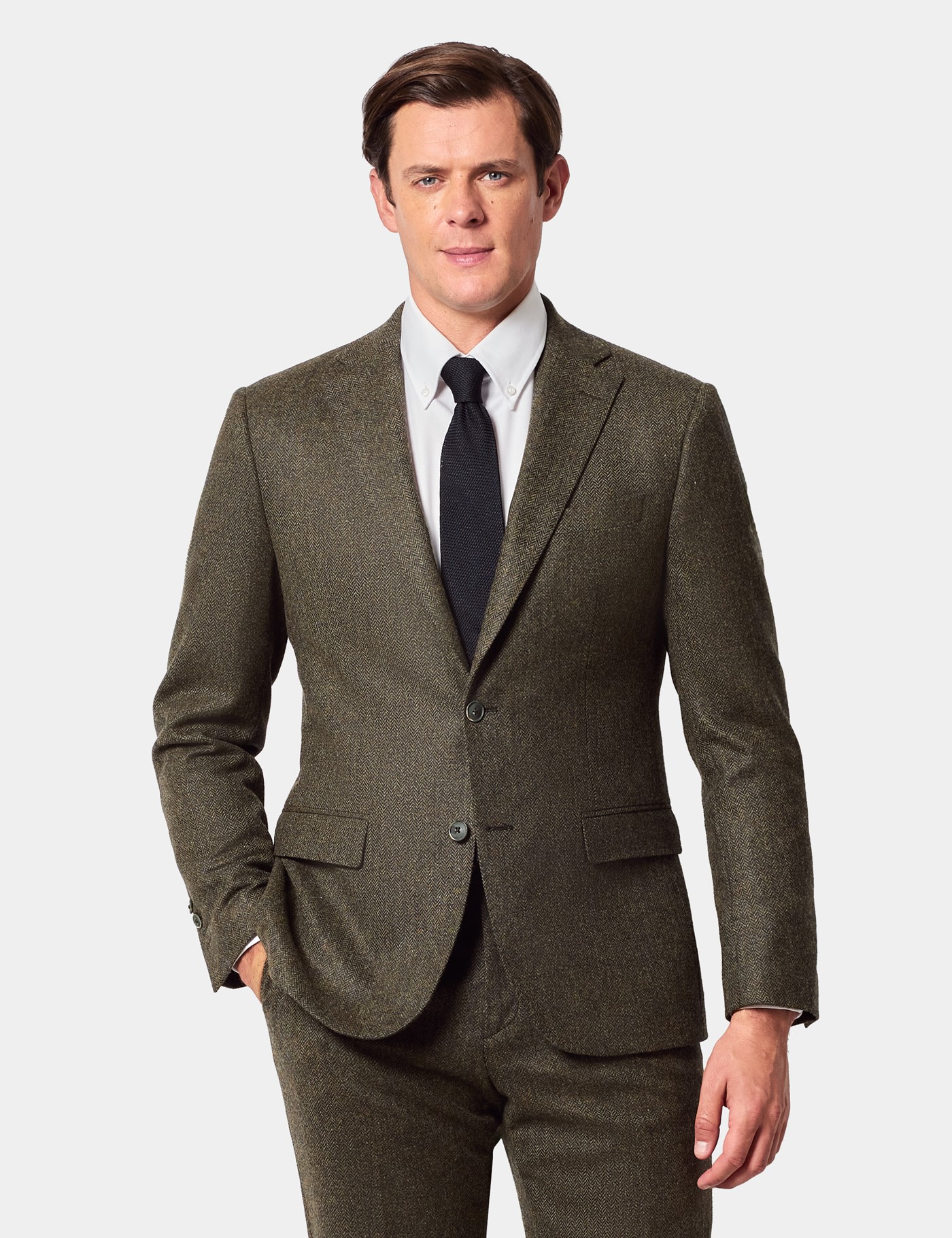 & Slim Fit Herringbone 1913 Suit One
