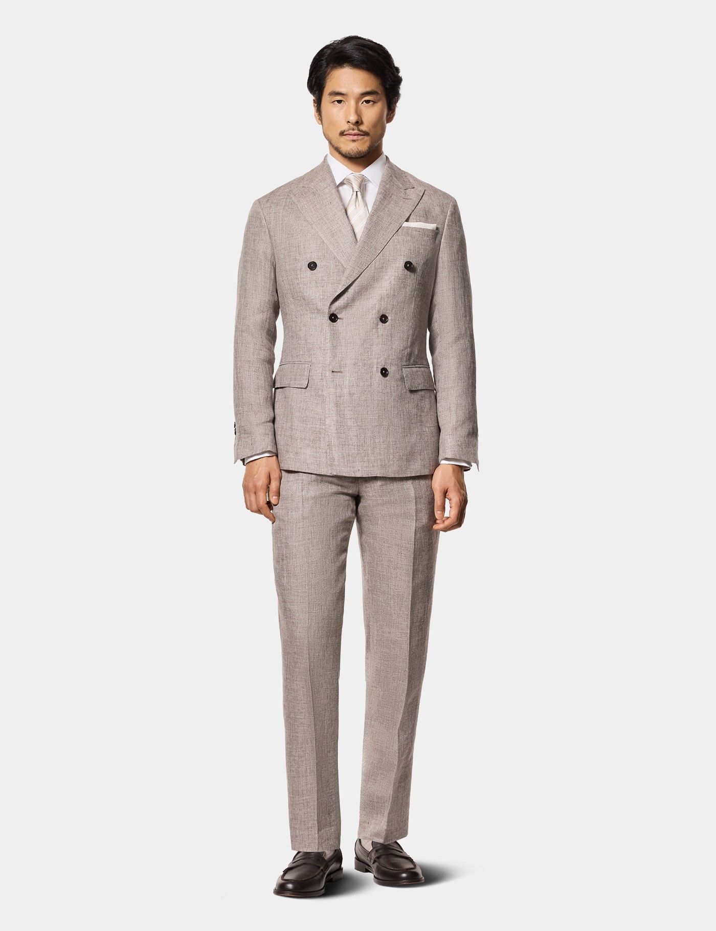 Hawes & Curtis Tailored Fit Brown Melange 1913 Linen Suit Jacket Size: 50 reg (EU 60) image 2
