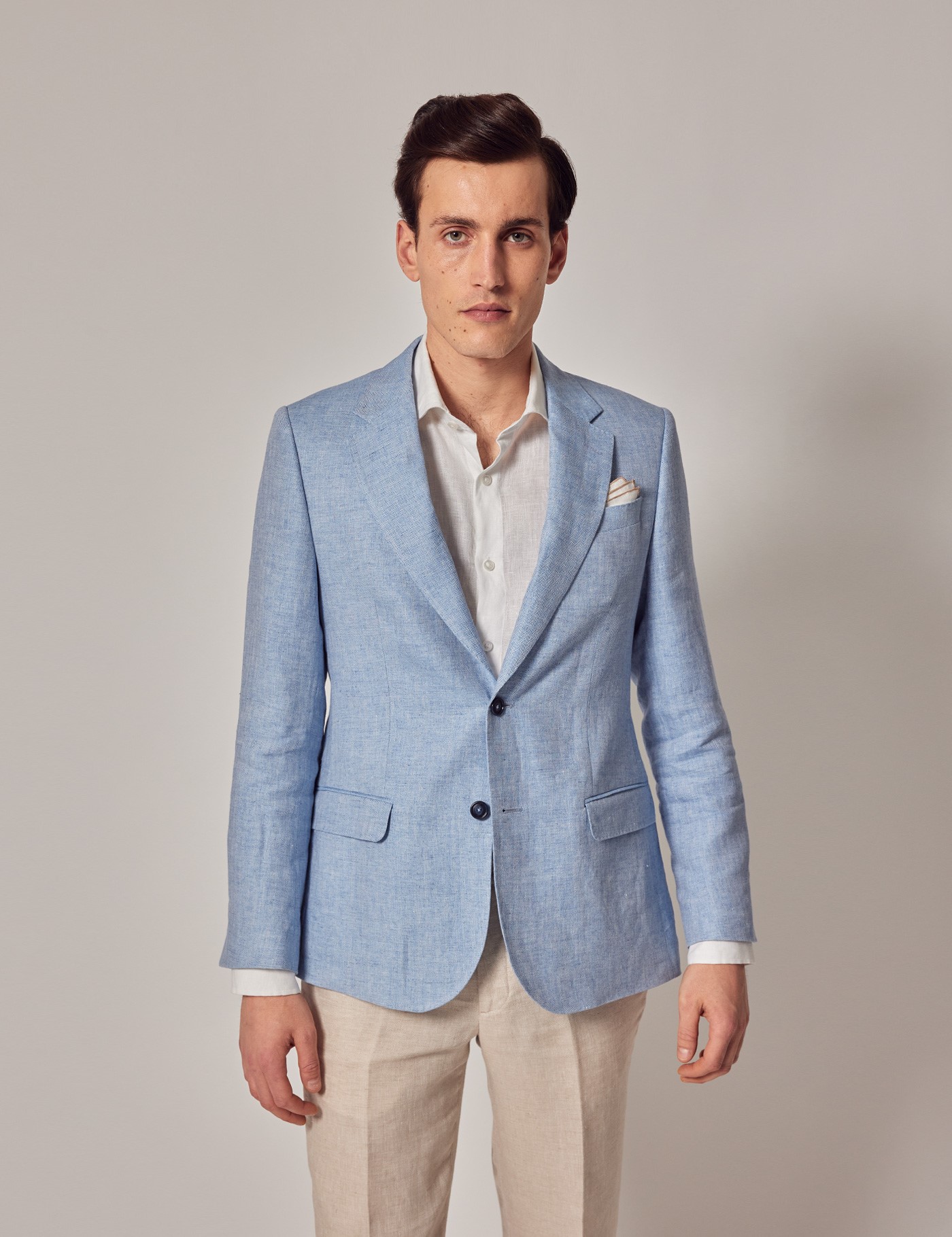 Light Blue Linen Custom Blazer https://blacklapel.com/shop/blazers/light- blue-linen-blend-custom-blazer?… | Blue blazer outfit men, Mens fashion  suits, Mens outfits