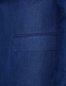 Anzugsakko - Tailored Fit - Fischgrat königsblau - 100% Leinen - 2-Knopf Einreiher - gefüttert - Seitenschlitze