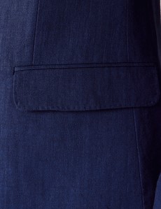 Royal Blue Herringbone Linen Tailored Italian Suit Jacket - 1913 ...