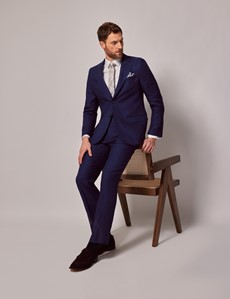 Royal Blue Herringbone Linen Tailored Italian Suit Jacket - 1913 ...