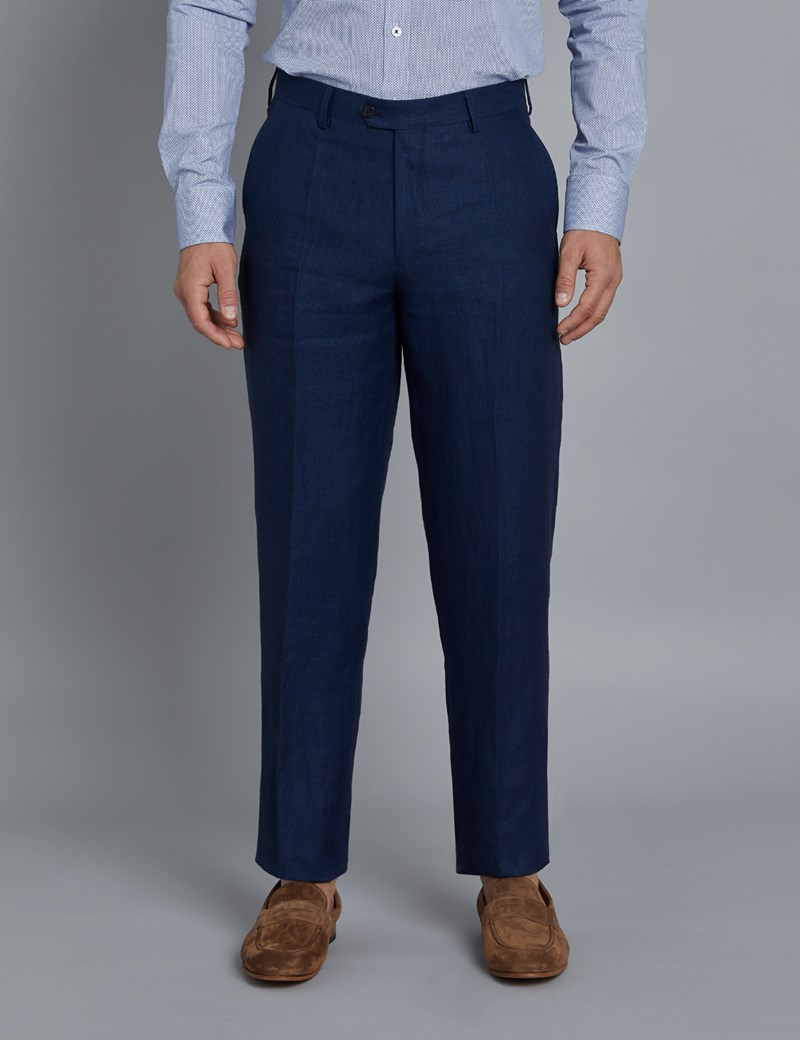 1913 Kollektion – Anzug aus edlem Leinen – Tailored Fit – Fischgrat königsblau