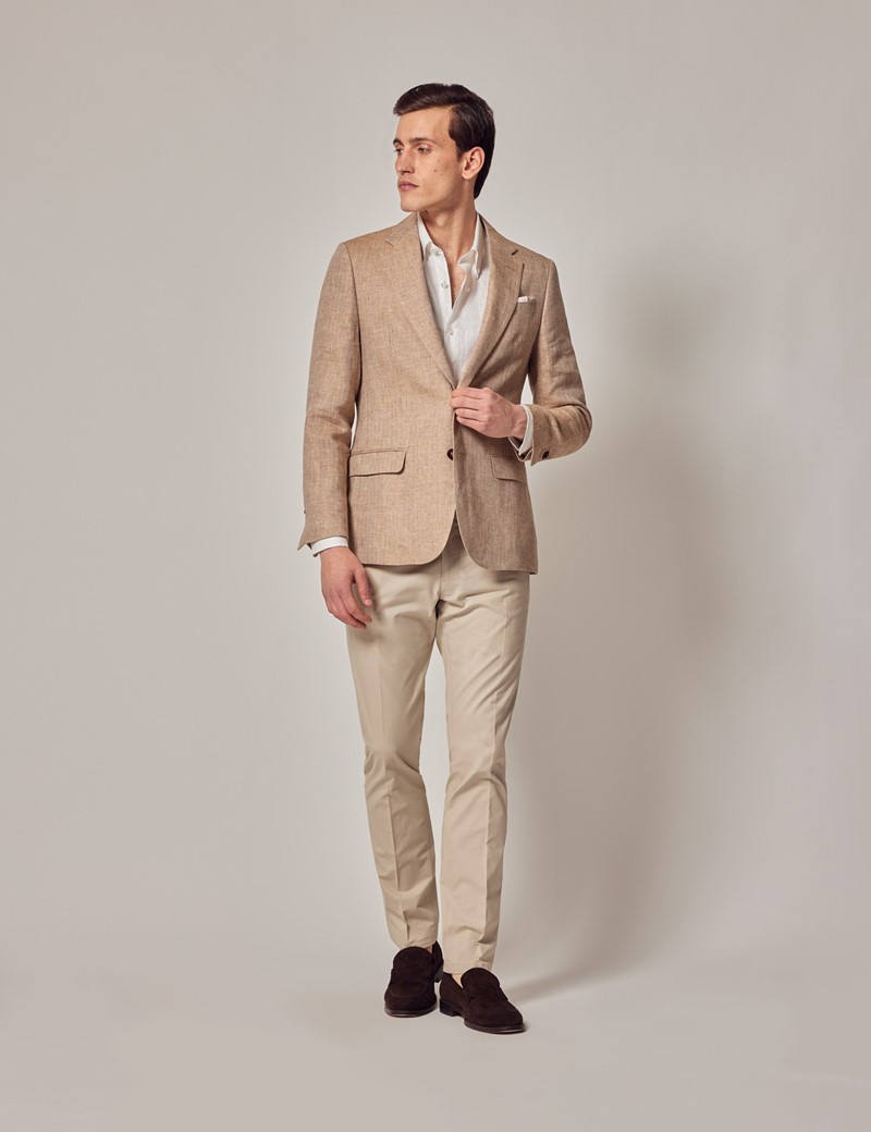 Italian Beige Stripe Clano Tweed Suit