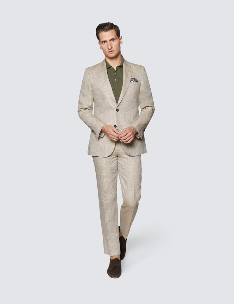 men's khaki 3 piece suit