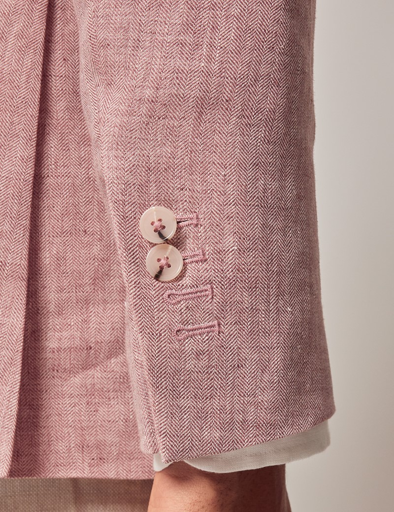 1913 Kollektion - Anzugsakko - Tailored Fit - Leinen - Fischgrat pink |  Hawes & Curtis