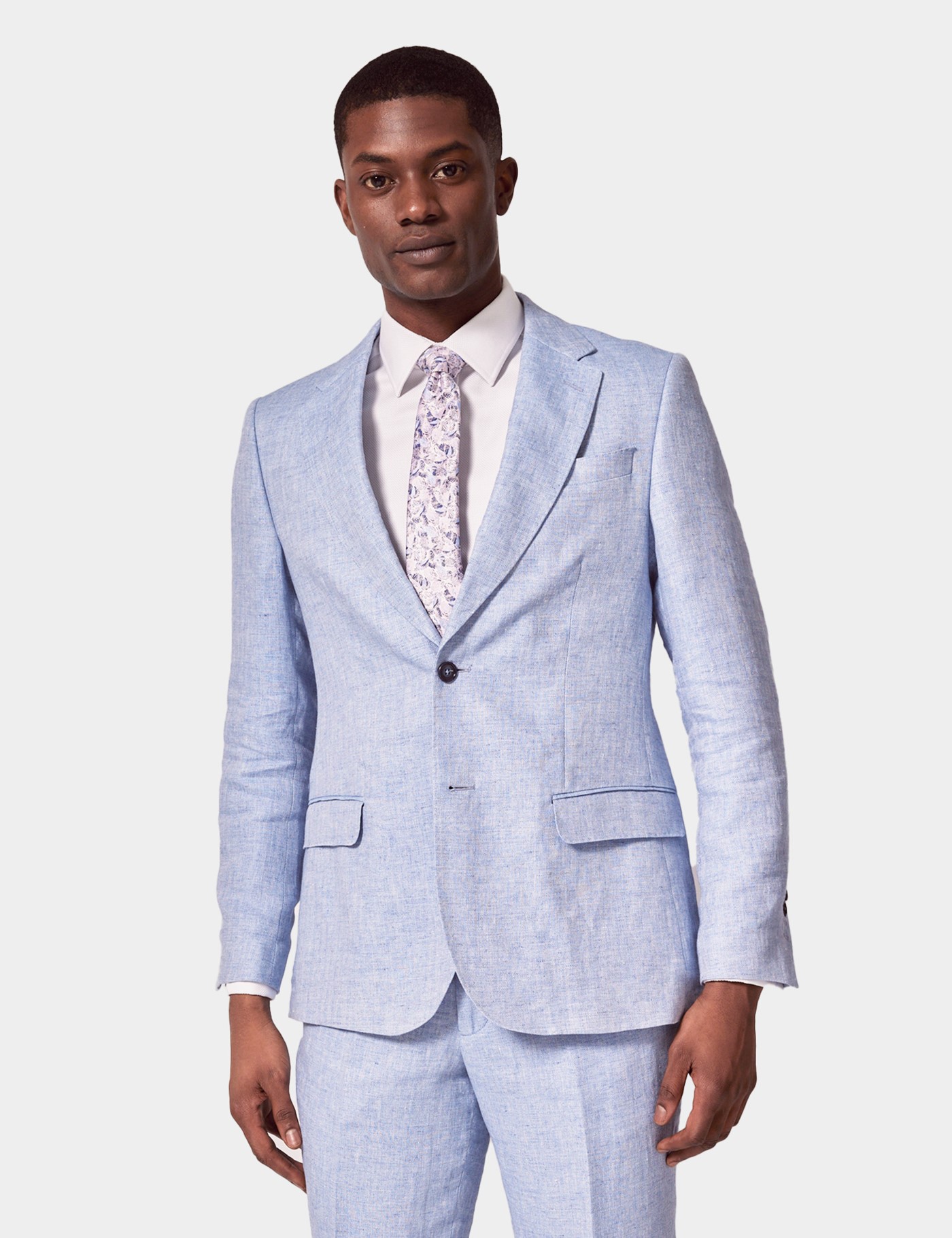 & Tailored Fit Light Blue Herringbone 1913 Suit One