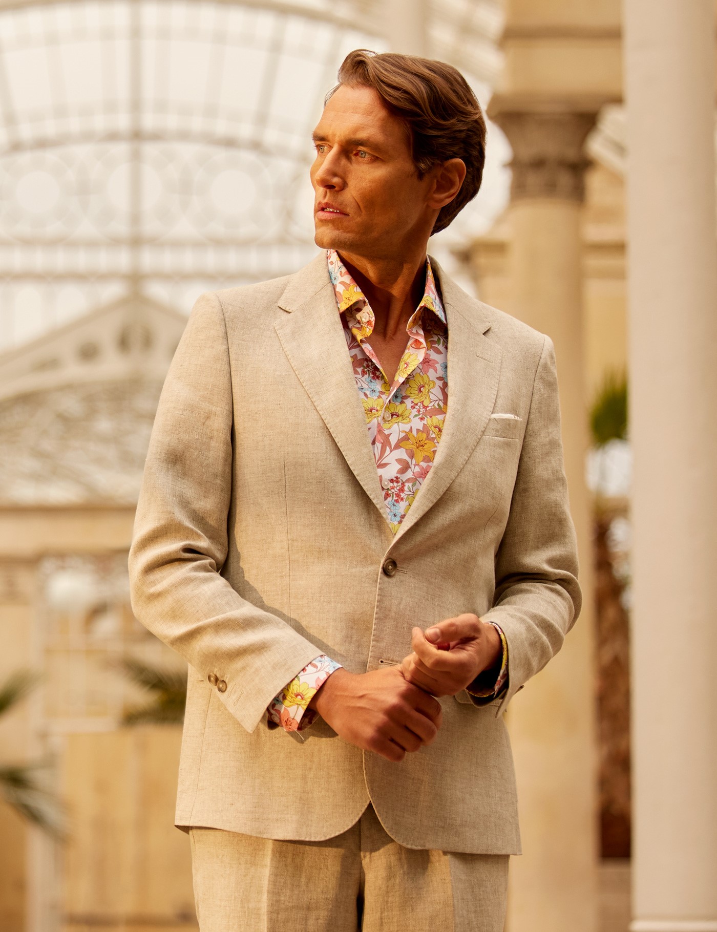 Hawes & Curtis Double Breasted Linen Suit Jacket