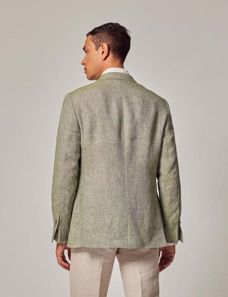 Dark Green Linen Tailored Italian Suit Pants - 1913 Collection
