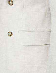 Men's Cream Double Breasted Linen Tailored Fit Italian Suit -1913 Collection