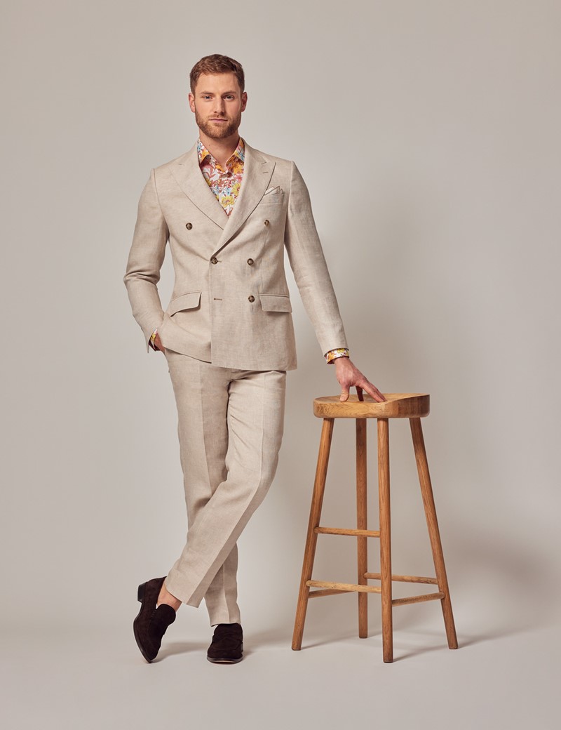 Hawes & Curtis Double Breasted Linen Suit Jacket