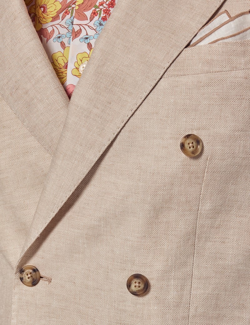 Hawes & Curtis Cream Double Breasted Linen Tailored Suit Jacket - 1913 Collection