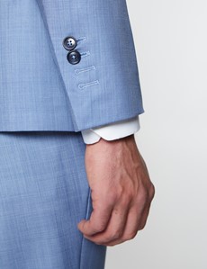 Luxuriöses Anzugsakko - Slim Fit - 120S Wolle - 2-Knopf Einreiher - Seitenschlitze - Hellblau