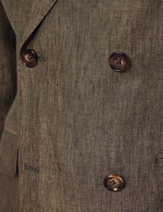 Dark Green Linen Tailored Double Breasted Italian Suit Jacket - 1913 ...