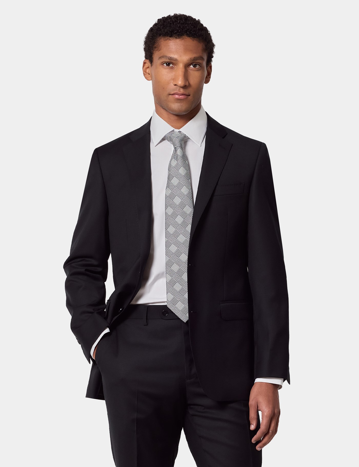 & Tailored Fit Twill Suit Jacket short