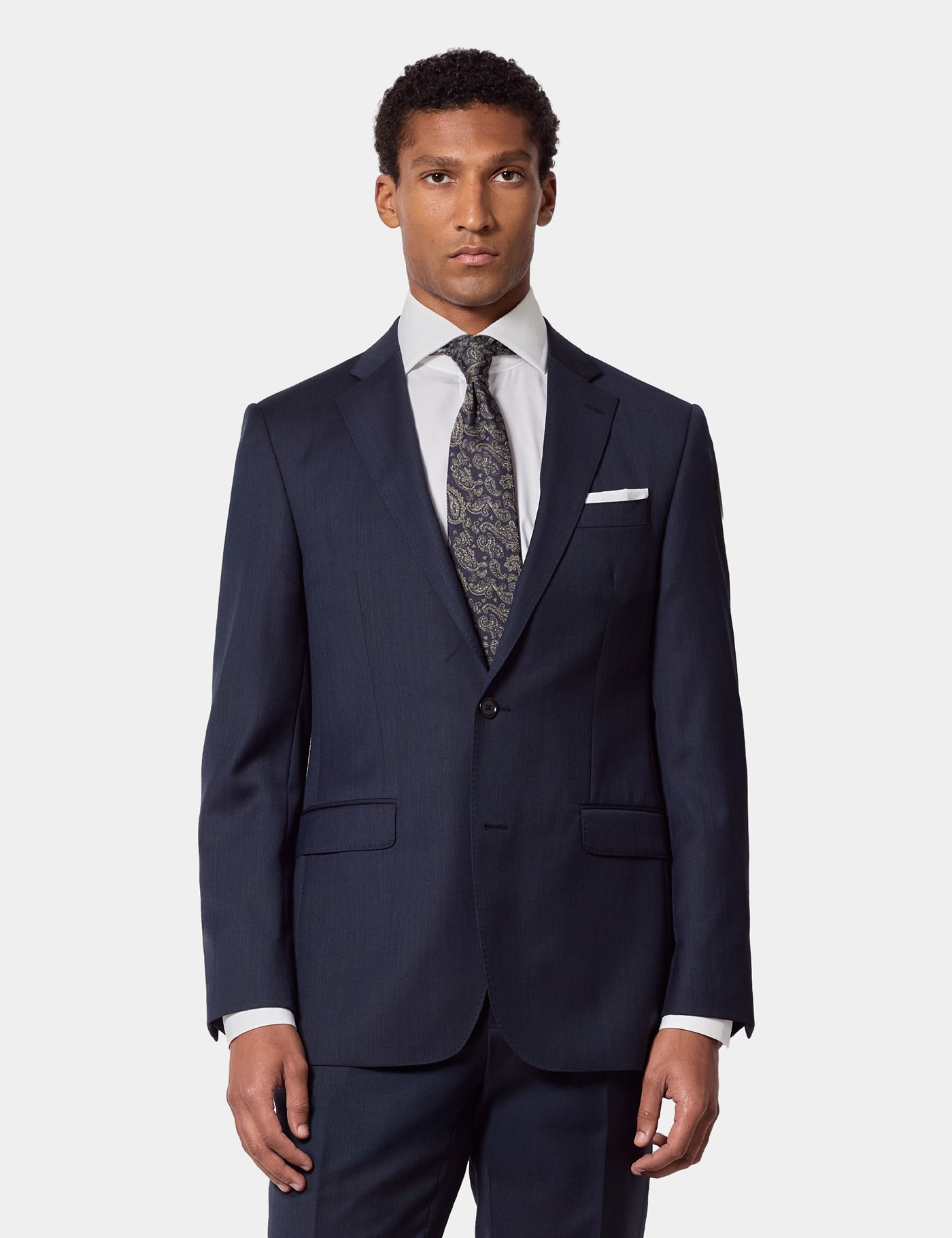 & Tailored Fit Sharkskin Suit One