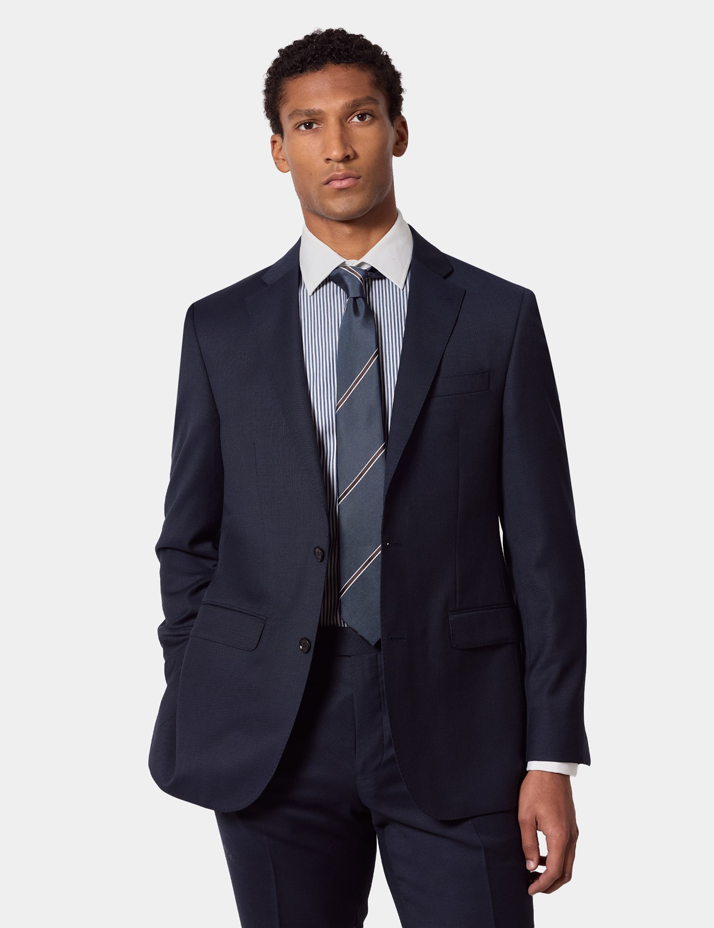 & Tailored Fit Birdseye Suit Jacket short