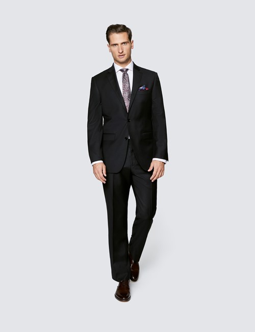 Anzug aus strapazierfähiger 100s Wolle - Classic Fit - Twill schwarz