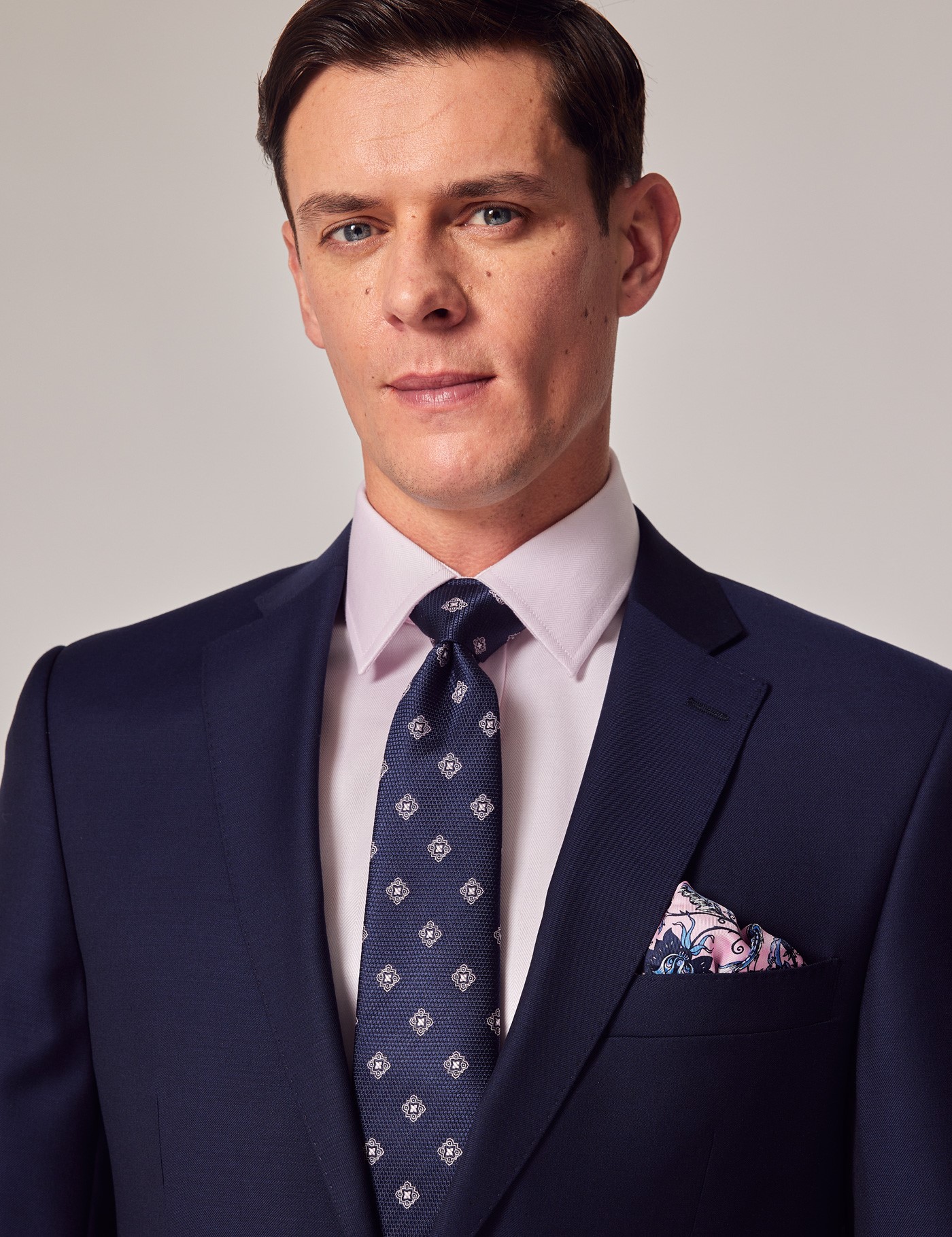 Men's Dark Blue Twill Classic Fit Suit Jacket