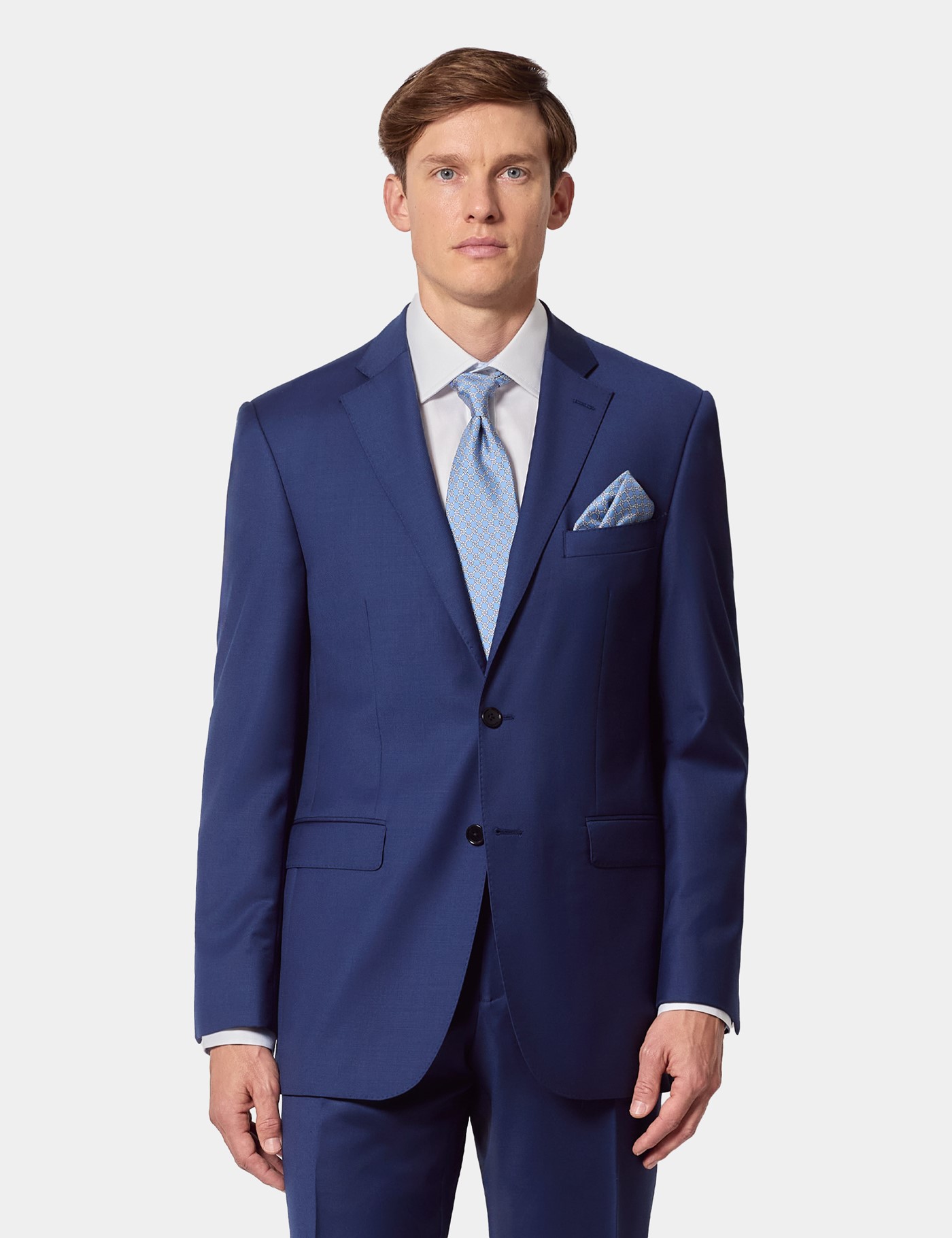 & Classic Fit Royal Blue Twill Suit Jacket short