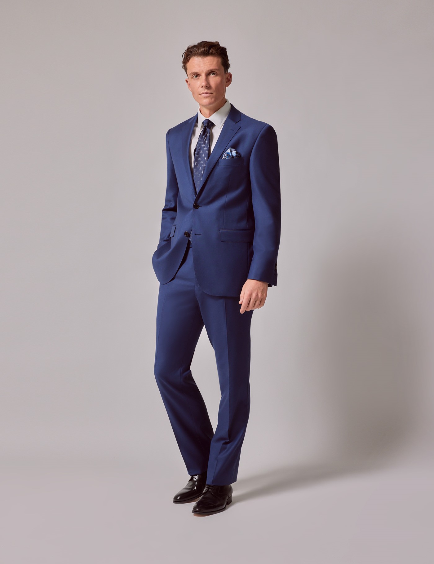 Men's Royal Blue Twill Classic Fit Suit | Hawes & Curtis