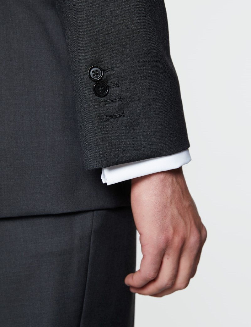 Men's Dark Charcoal Twill Classic Fit Suit Jacket