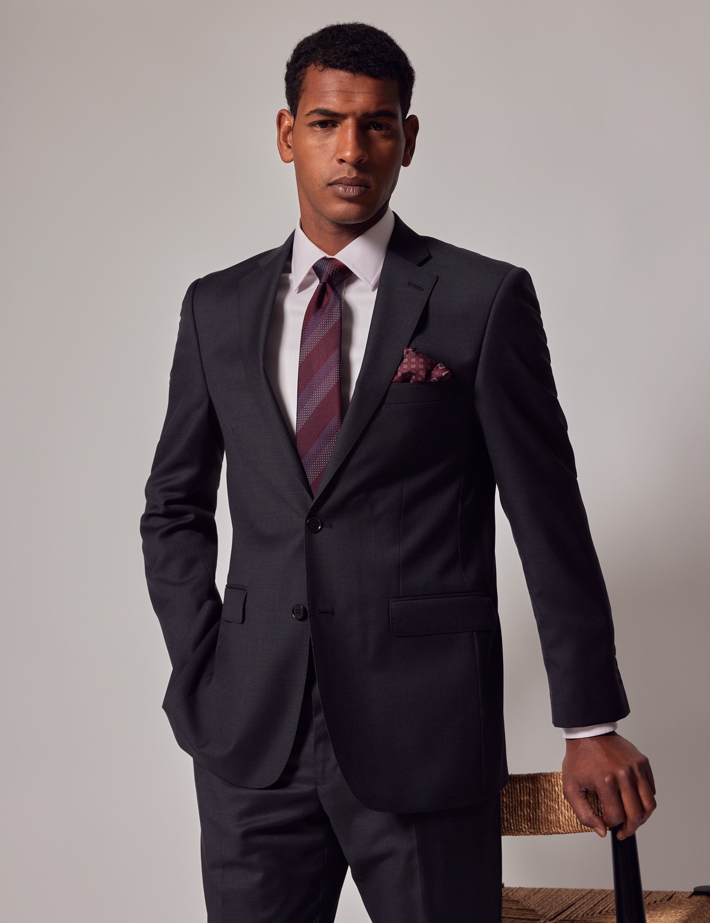 Men's Dark Charcoal Twill Classic Fit Suit Jacket | Hawes & Curtis