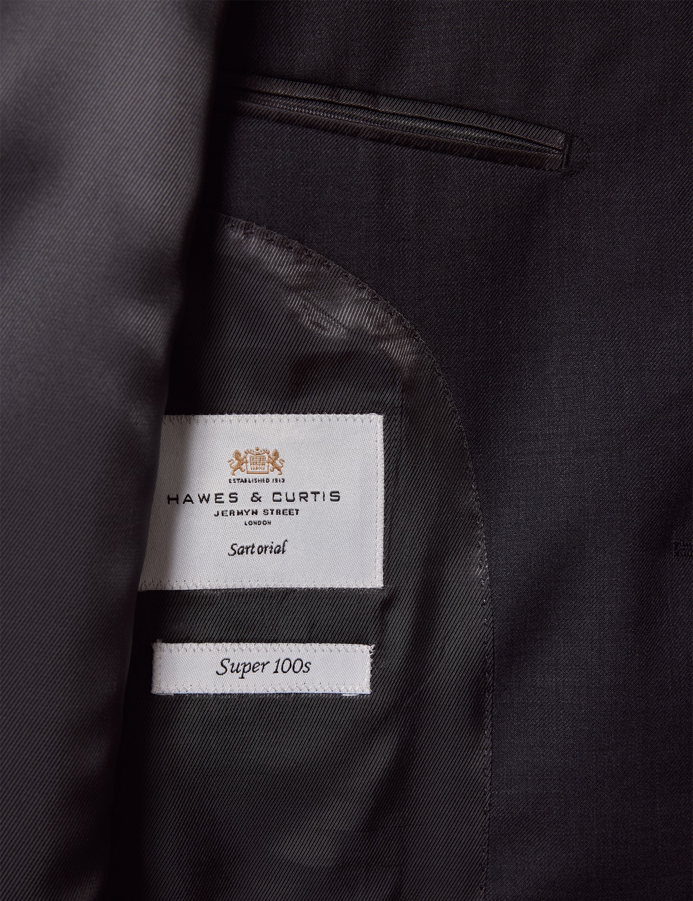 Hawes & Curtis Classic Fit Dark Charcoal Twill Suit Jacket Size: 44 short (EU 54) image 4