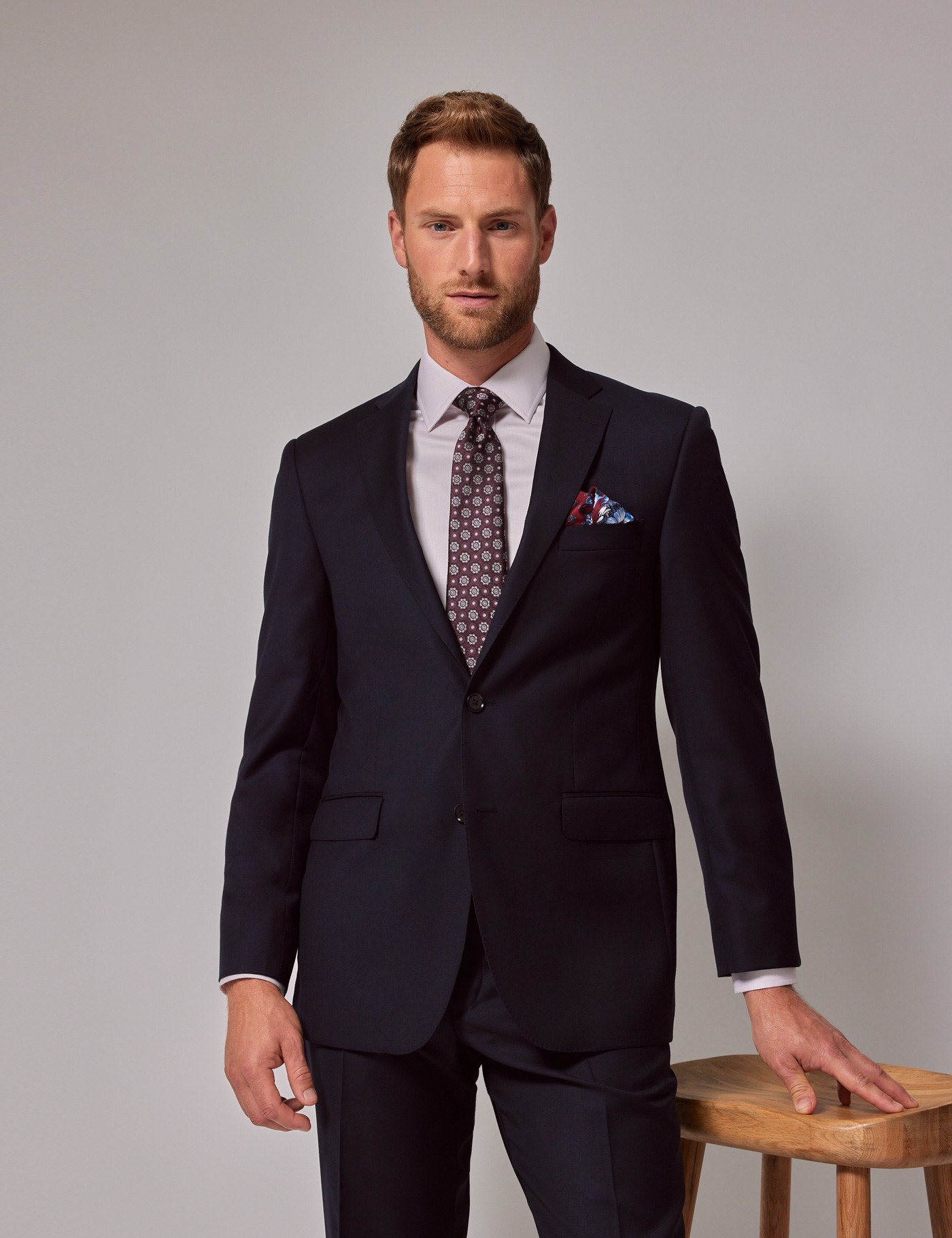 Men's Navy Twill Classic Fit Suit Jacket | Hawes & Curtis