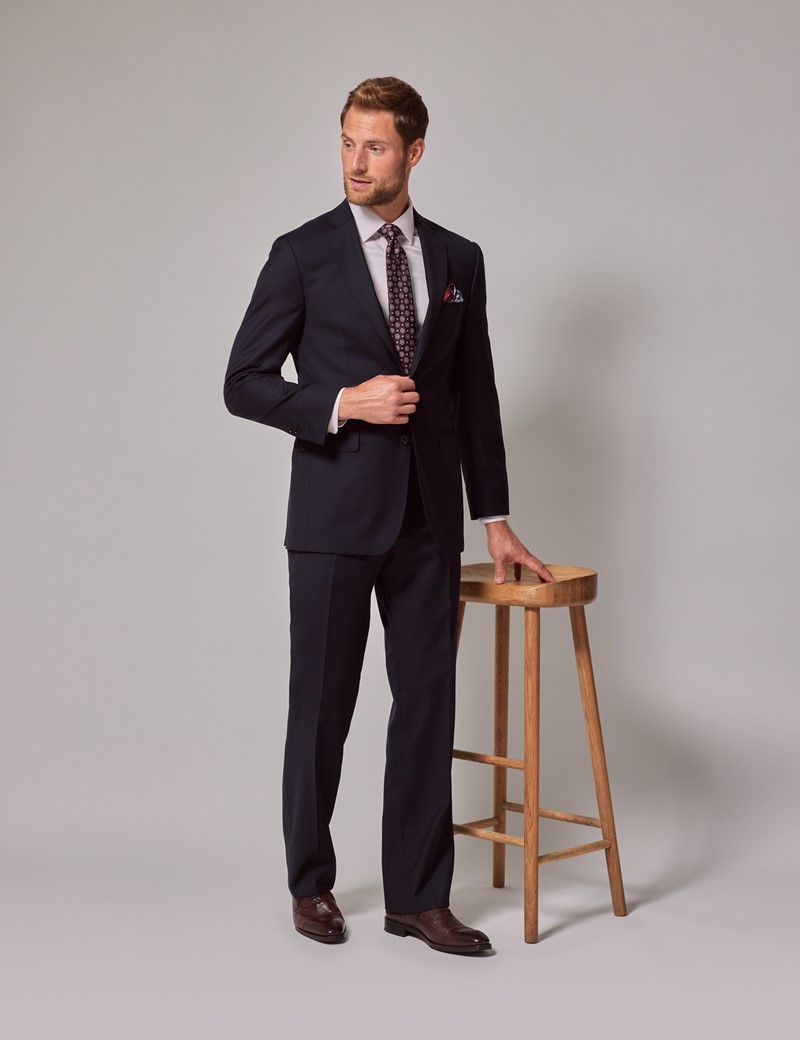Navy Twill Weave 3 Piece Slim Suit