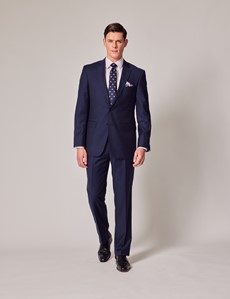 Men's Dark Blue Twill Classic Fit Suit