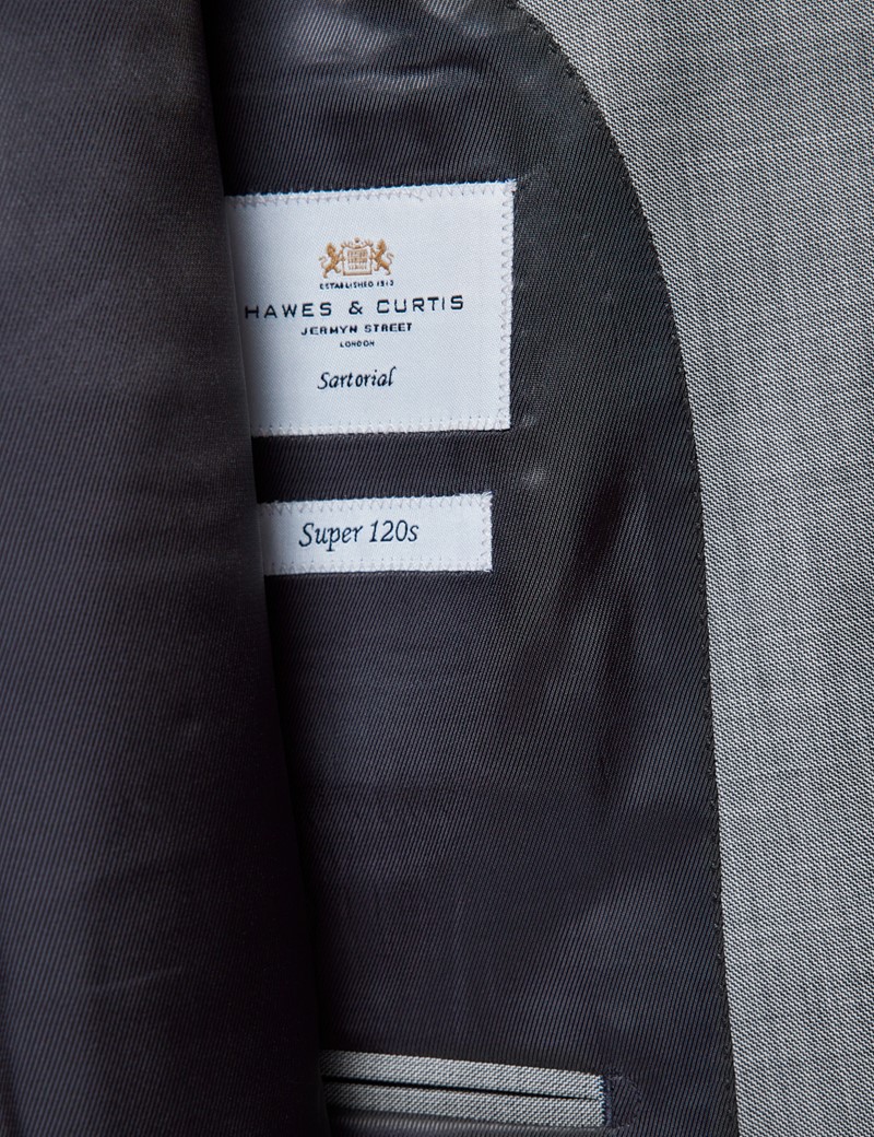 Men's Light Grey Twill Classic Fit Suit - Super 120s Wool | Hawes and ...