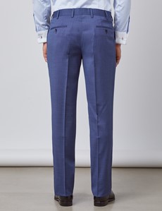 Men's Blue Pin Dot Semi Plain 3 Piece Classic Fit Suit