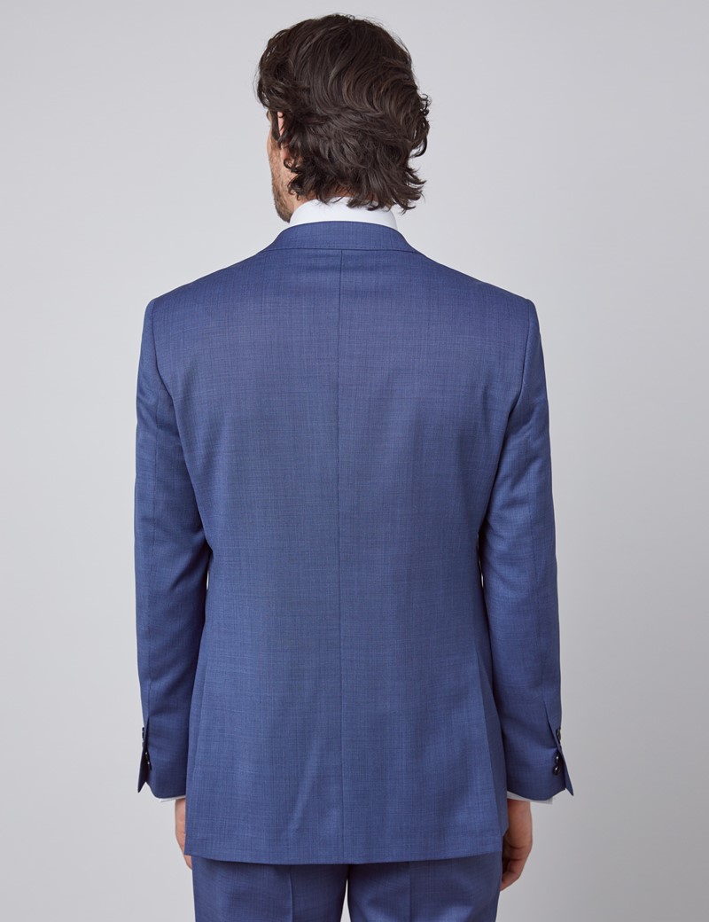 Zweiteiler Anzug – 100s Wolle – Classic Fit – blau strukturiert