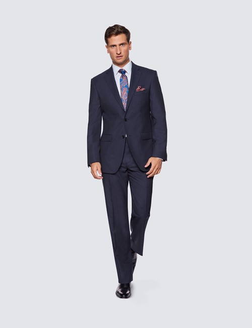 Zweiteiler Anzug – Classic Fit – 100s Wolle – 2-Knopf Einreiher – dunkelblau