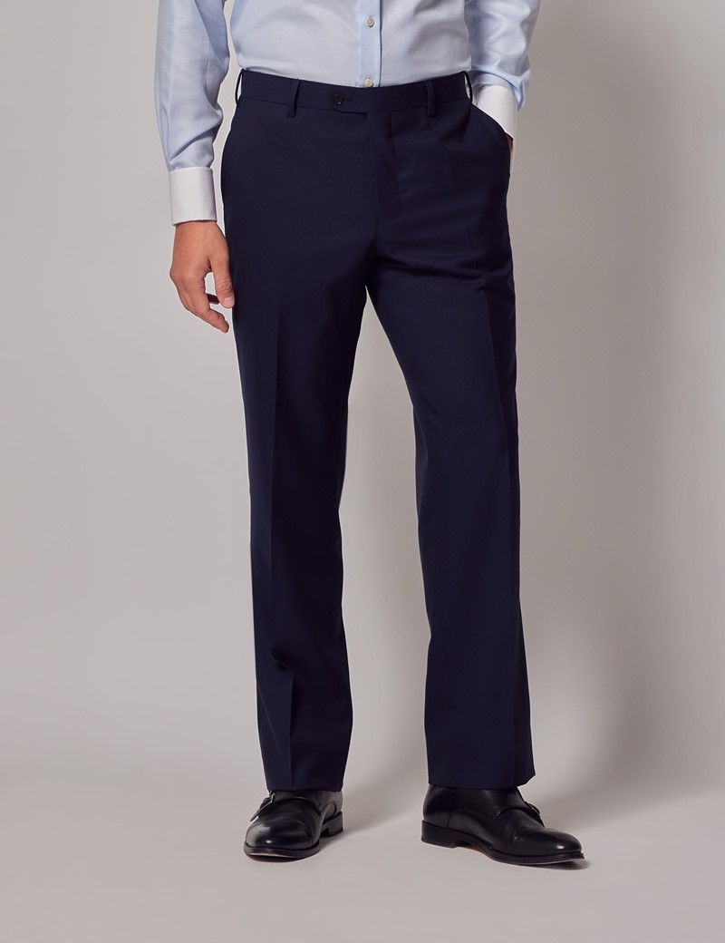 Men's Navy Textured Weave Classic Fit Suit | Hawes & Curtis