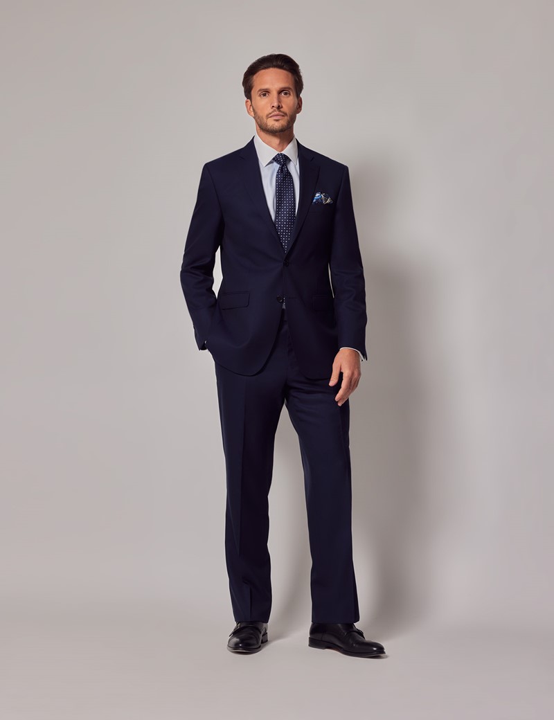 Men's Navy Textured Weave Classic Fit Suit