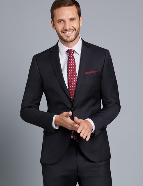 Men's Black Twill Extra Slim Fit Suit | Hawes & Curtis